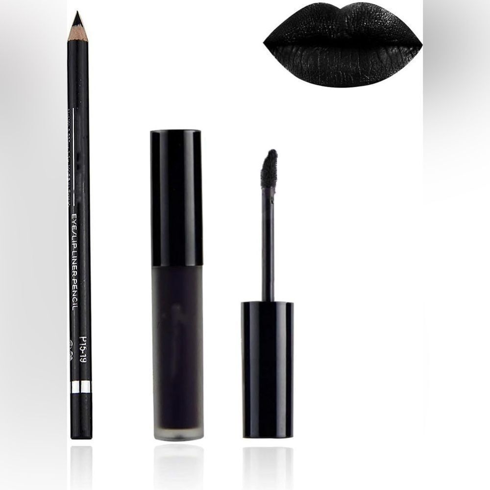 🤯5/$20🤯 Matte Black Liquid Lip Gloss And Lipliner 2 Pcs Set Waterproof